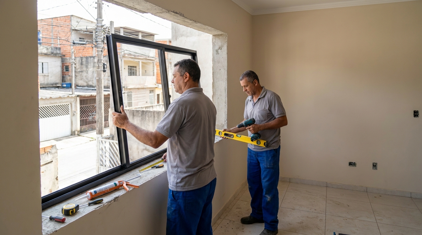 Esquadria de alumínio com vista para rua em Serra-ES